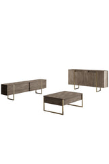 Commode moderne en noyer de luxe 160 x 80 x 35 cm - Cadre doré