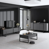 Ensemble de meubles Anthracite Luxe - Table basse + Meuble TV + Buffet - Cadre noir