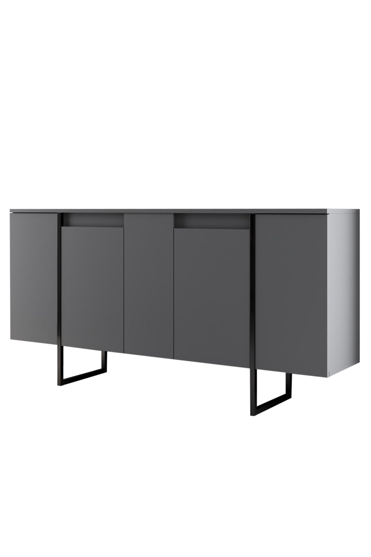 Ensemble de meubles Anthracite Luxe - Table basse + Meuble TV + Buffet - Cadre noir