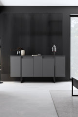 Ensemble de meubles Anthracite Luxe - Table basse + Meuble TV + Buffet - Cadre noir