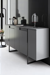 Ensemble de meubles Anthracite Luxe - Table basse + Meuble TV + Buffet - Cadre noir