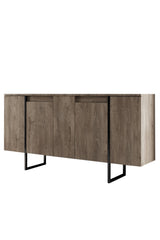 Ensemble de meubles de luxe en noyer - Table basse, meuble TV et buffet - Cadre noir