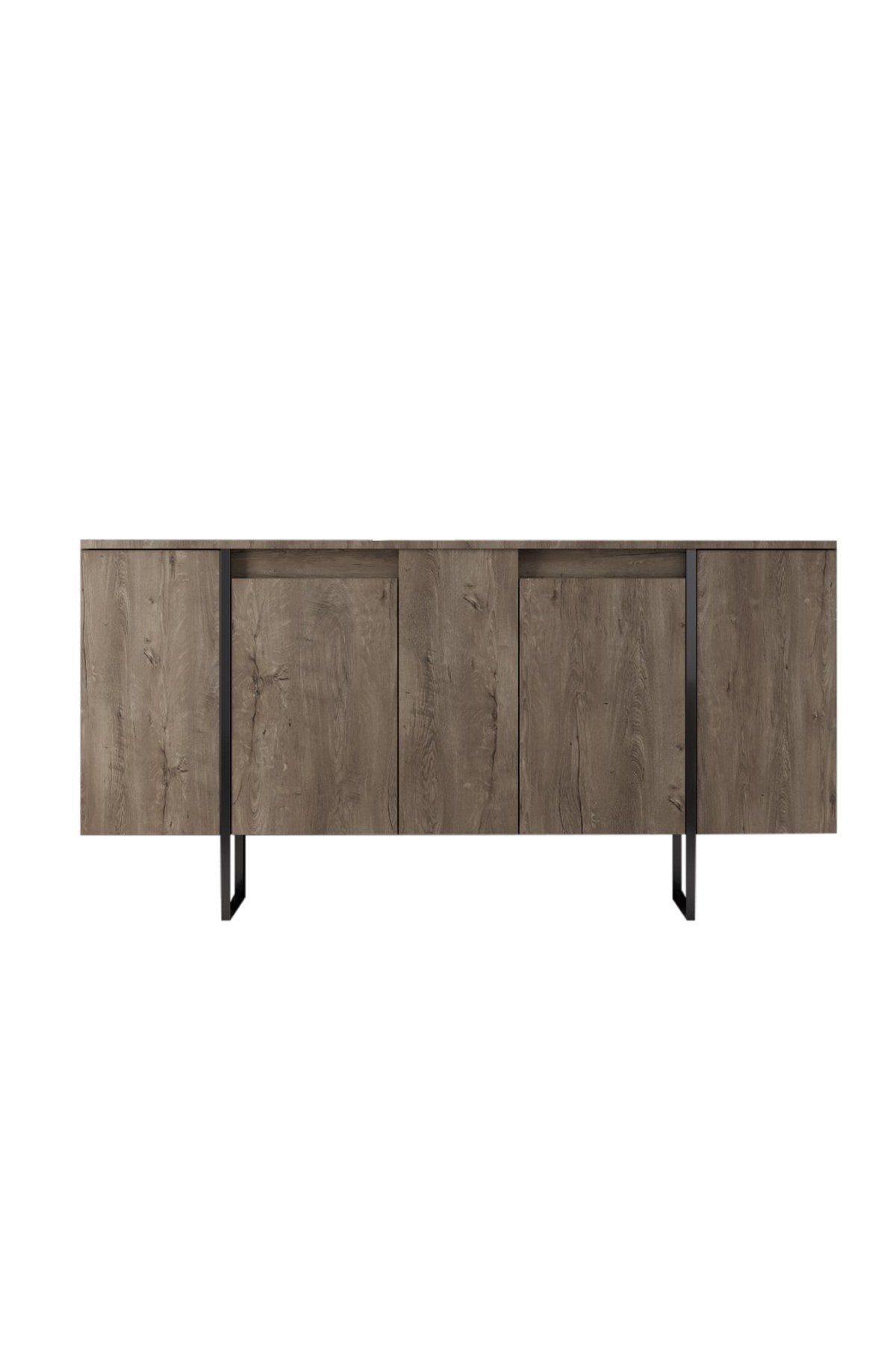 Ensemble de meubles de luxe en noyer - Table basse, meuble TV et buffet - Cadre noir