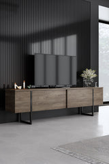Ensemble de meubles de luxe en noyer - Table basse, meuble TV et buffet - Cadre noir