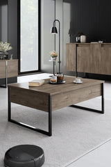 Ensemble de meubles de luxe en noyer - Table basse, meuble TV et buffet - Cadre noir