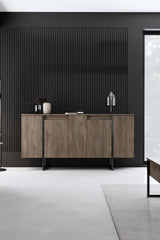 Ensemble de meubles de luxe en noyer - Table basse, meuble TV et buffet - Cadre noir