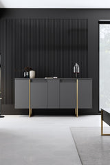 Meubelsets - Meubelset Antraciet Luxe - Salontafel + TV Meubel + Dressoir - Gouden Frame - Dimehouse