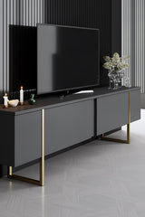 Meubelsets - Meubelset Antraciet Luxe - Salontafel + TV Meubel + Dressoir - Gouden Frame - Dimehouse