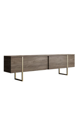 Ensemble de meubles de luxe en noyer - Table basse, meuble TV et buffet - Cadre doré