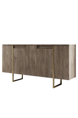 Ensemble de meubles de luxe en noyer - Table basse, meuble TV et buffet - Cadre doré