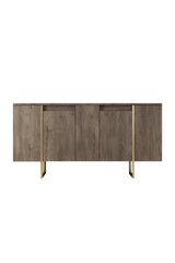 Ensemble de meubles de luxe en noyer - Table basse, meuble TV et buffet - Cadre doré