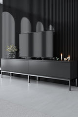 Ensemble de meubles Anthracite Lord - Table basse + Meuble TV + Buffet - Cadre argenté