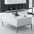 Tables Basses - Table Basse Rectangulaire Blanc Lord 90x60 - Structure Argent - Dimehouse