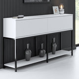 Commode moderne White Lord 150x30x80 - Cadre noir - Deux compartiments