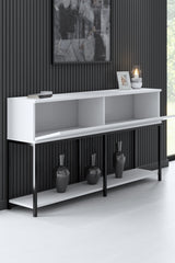 Commode moderne White Lord 150x30x80 - Cadre noir - Deux compartiments