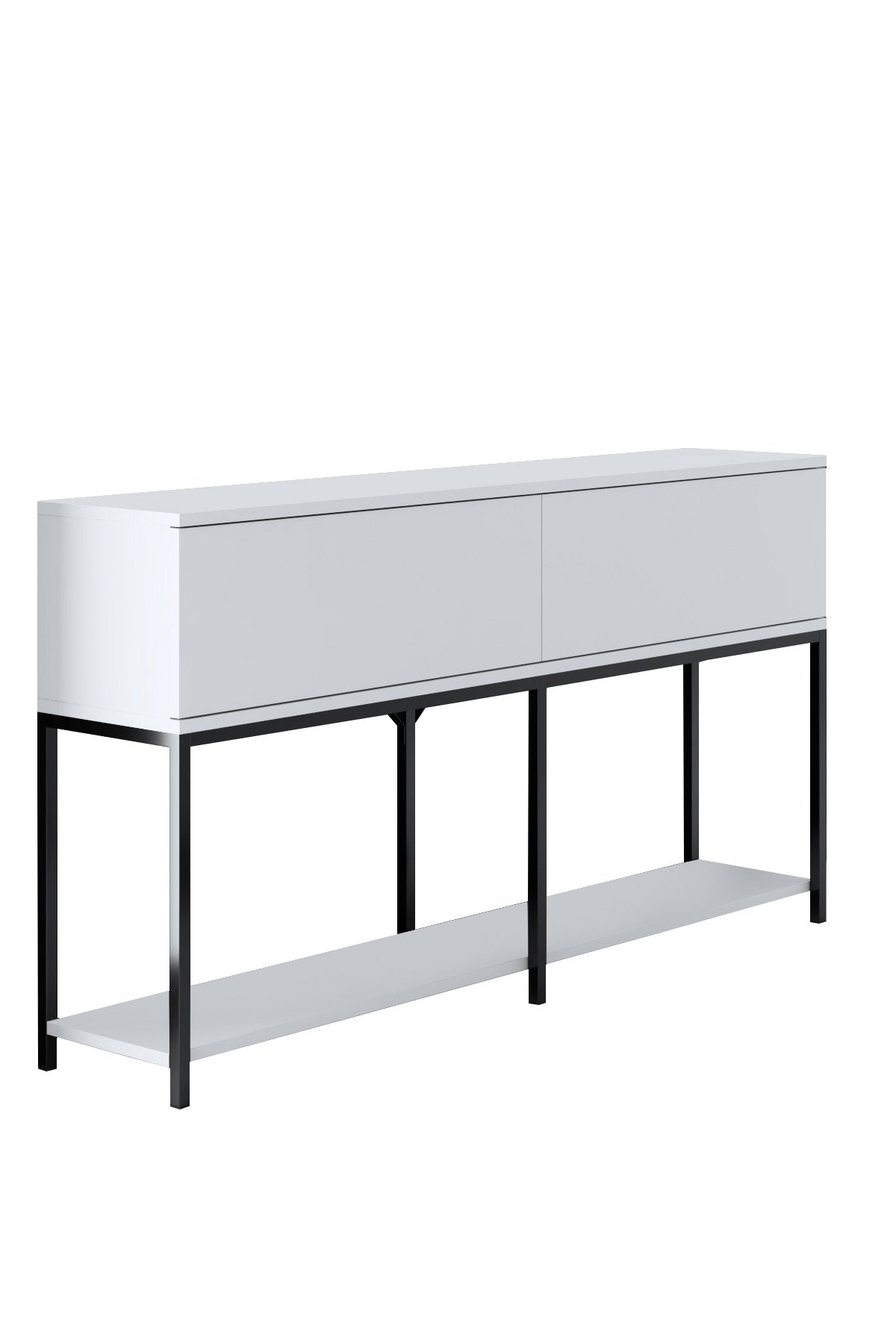 Commode moderne White Lord 150x30x80 - Cadre noir - Deux compartiments