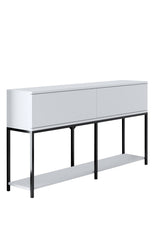 Commode moderne White Lord 150x30x80 - Cadre noir - Deux compartiments
