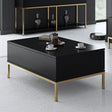 Tables basses - Table Basse Rectangulaire Black Lord 90x60 - Cadre Doré - Dimehouse