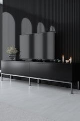 Ensemble de meubles Black Lord - Table basse + Meuble TV + Buffet - Cadre argenté