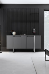 Meubelsets - Meubelset Antraciet Luxe - Salontafel + TV Meubel + Dressoir - Zilver Frame - Dimehouse