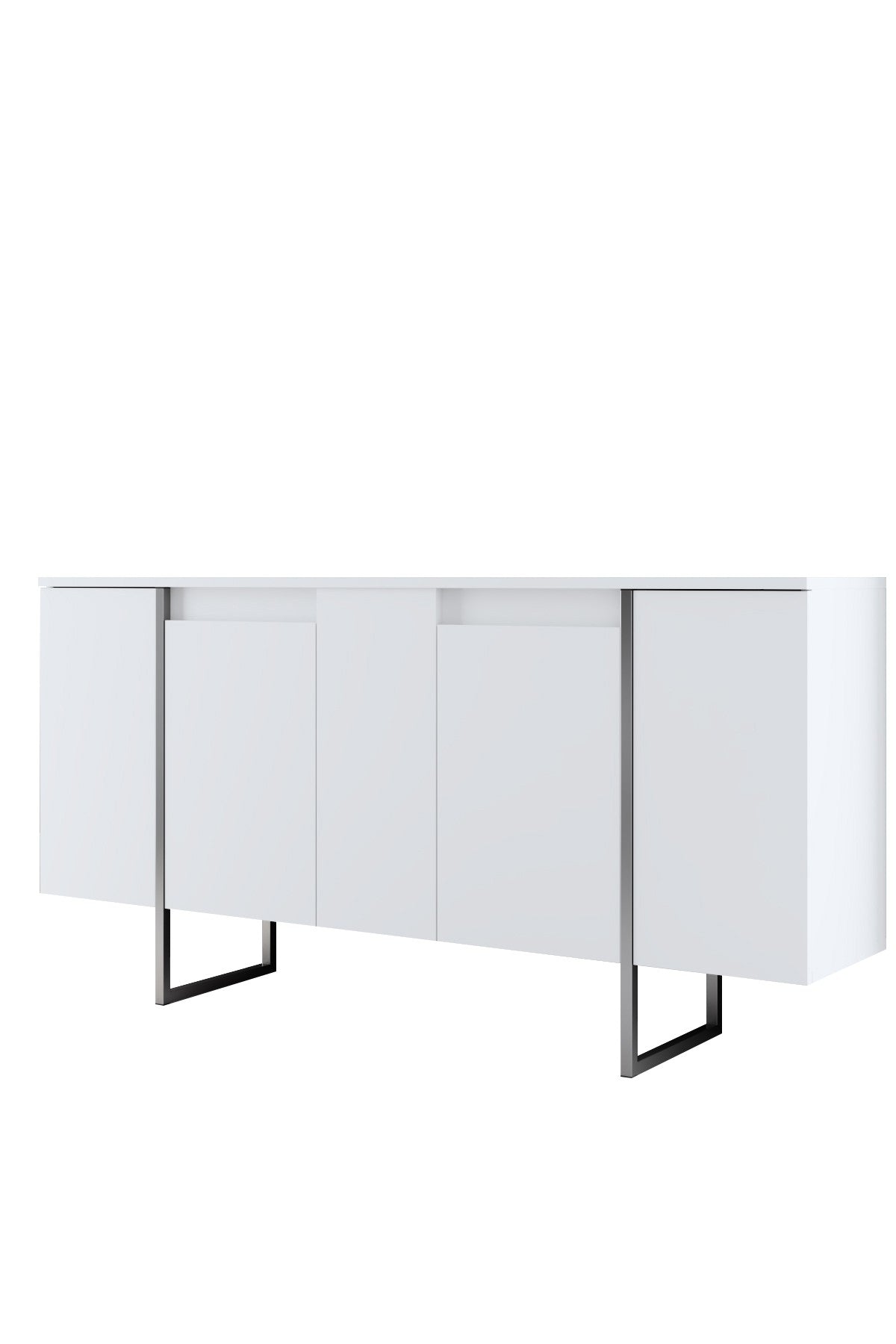 Ensemble de meubles de luxe blanc - Table basse + meuble TV + commode de luxe - Cadre argenté