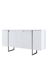 Ensemble de meubles de luxe blanc - Table basse + meuble TV + commode de luxe - Cadre argenté