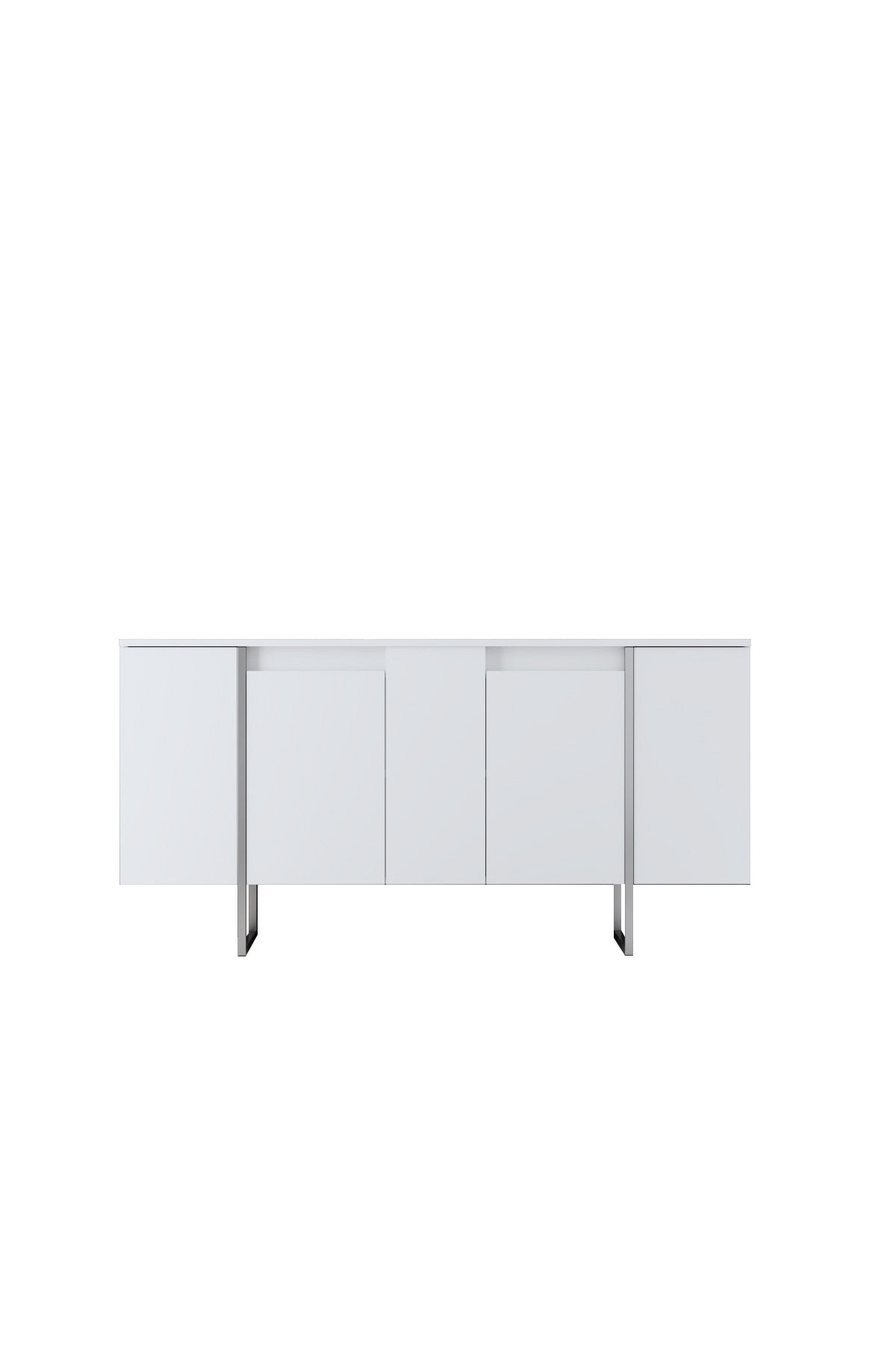 Ensemble de meubles de luxe blanc - Table basse + meuble TV + commode de luxe - Cadre argenté