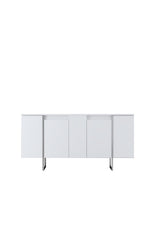 Ensemble de meubles de luxe blanc - Table basse + meuble TV + commode de luxe - Cadre argenté