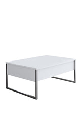 Ensemble de meubles de luxe blanc - Table basse + meuble TV + commode de luxe - Cadre argenté