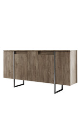 Ensemble de meubles de luxe en noyer - Table basse, meuble TV et buffet - Cadre argenté
