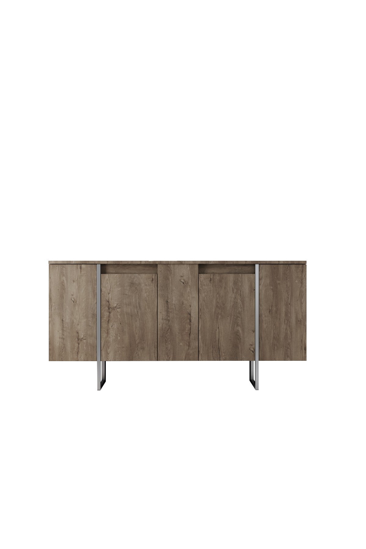 Ensemble de meubles de luxe en noyer - Table basse, meuble TV et buffet - Cadre argenté