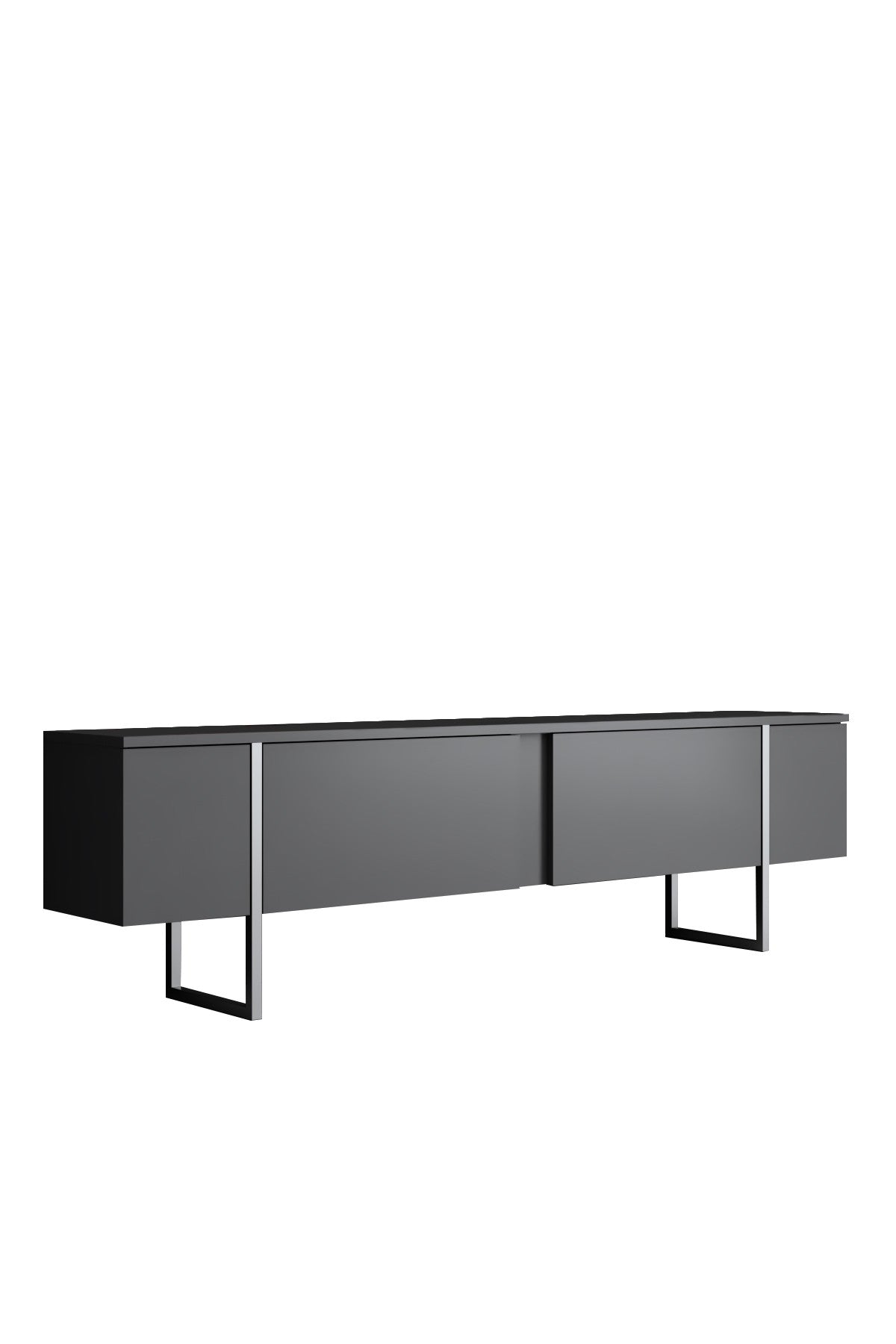 Meuble TV Anthracite Luxe 180x50x30 - Cadre Argent