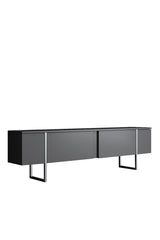 Meuble TV Anthracite Luxe 180x50x30 - Cadre Argent