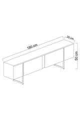 Meuble TV Blanc Luxe 180x50x30 - Cadre Argenté