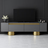 TV Meubels - TV Meubel Antraciet Bohem 180x50x30 - Gouden Frame - Dimehouse