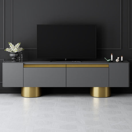 Meuble TV Anthracite Bohem 180x50x30 - Cadre doré
