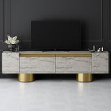 Meuble TV Travertin Bohem 180x50x30 - Cadre Doré