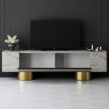 Meuble TV Travertin Bohem 180x50x30 - Cadre Doré