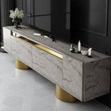 Meuble TV Travertin Bohem 180x50x30 - Cadre Doré