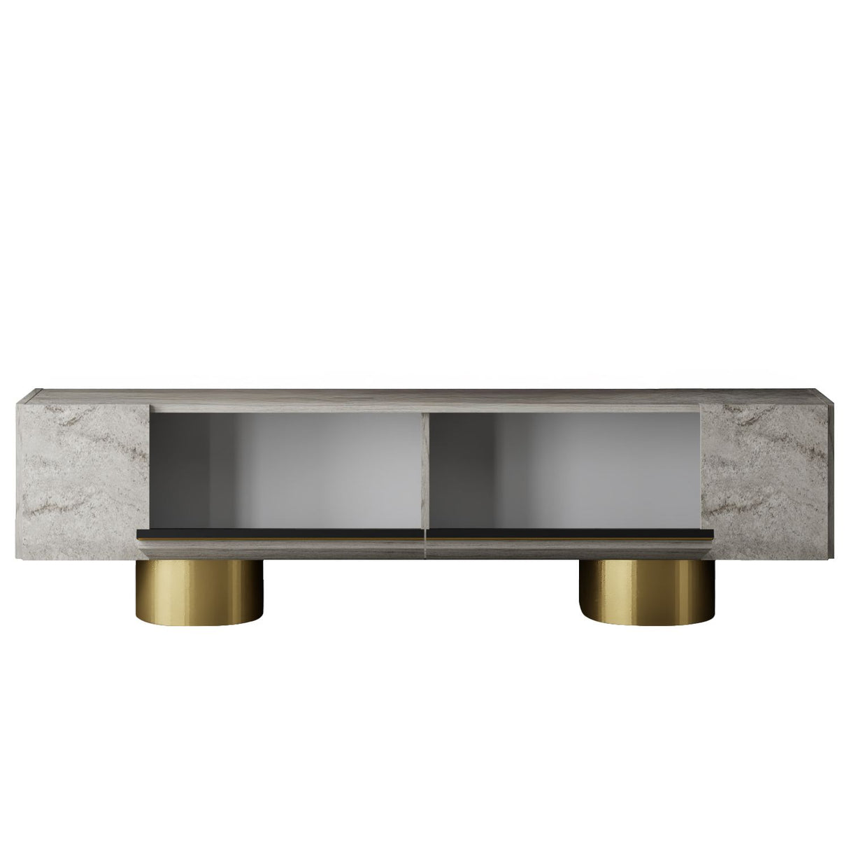 Meuble TV Travertin Bohem 180x50x30 - Cadre Doré