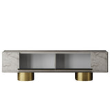 Meuble TV Travertin Bohem 180x50x30 - Cadre Doré