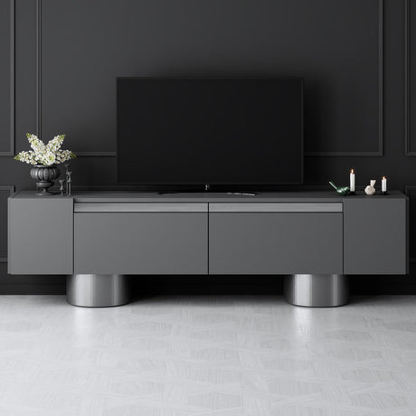 Meuble TV Anthracite Bohem 180x50x30 - Cadre Argent