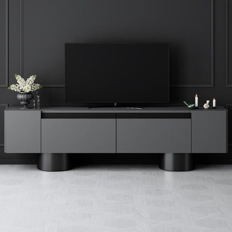 Meuble TV Anthracite Bohem 180x50x30 - Cadre Noir