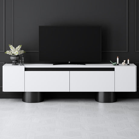 Meuble TV Bohemia Blanc 180x50x30 - Cadre Noir