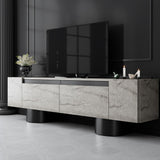 Meuble TV Travertin Bohem 180x50x30 - Cadre Noir