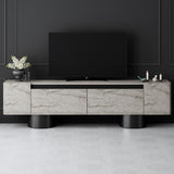 Meuble TV Travertin Bohem 180x50x30 - Cadre Noir