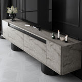 Meuble TV Travertin Bohem 180x50x30 - Cadre Noir