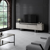Meuble TV Travertin Bohem 180x50x30 - Cadre Noir