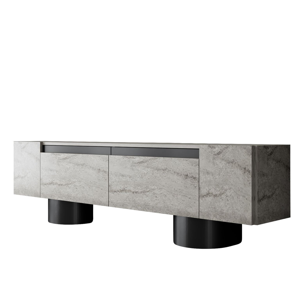 Meuble TV Travertin Bohem 180x50x30 - Cadre Noir
