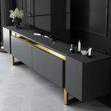 Meuble TV Anthracite Yildiz 180x50x30 - Cadre doré